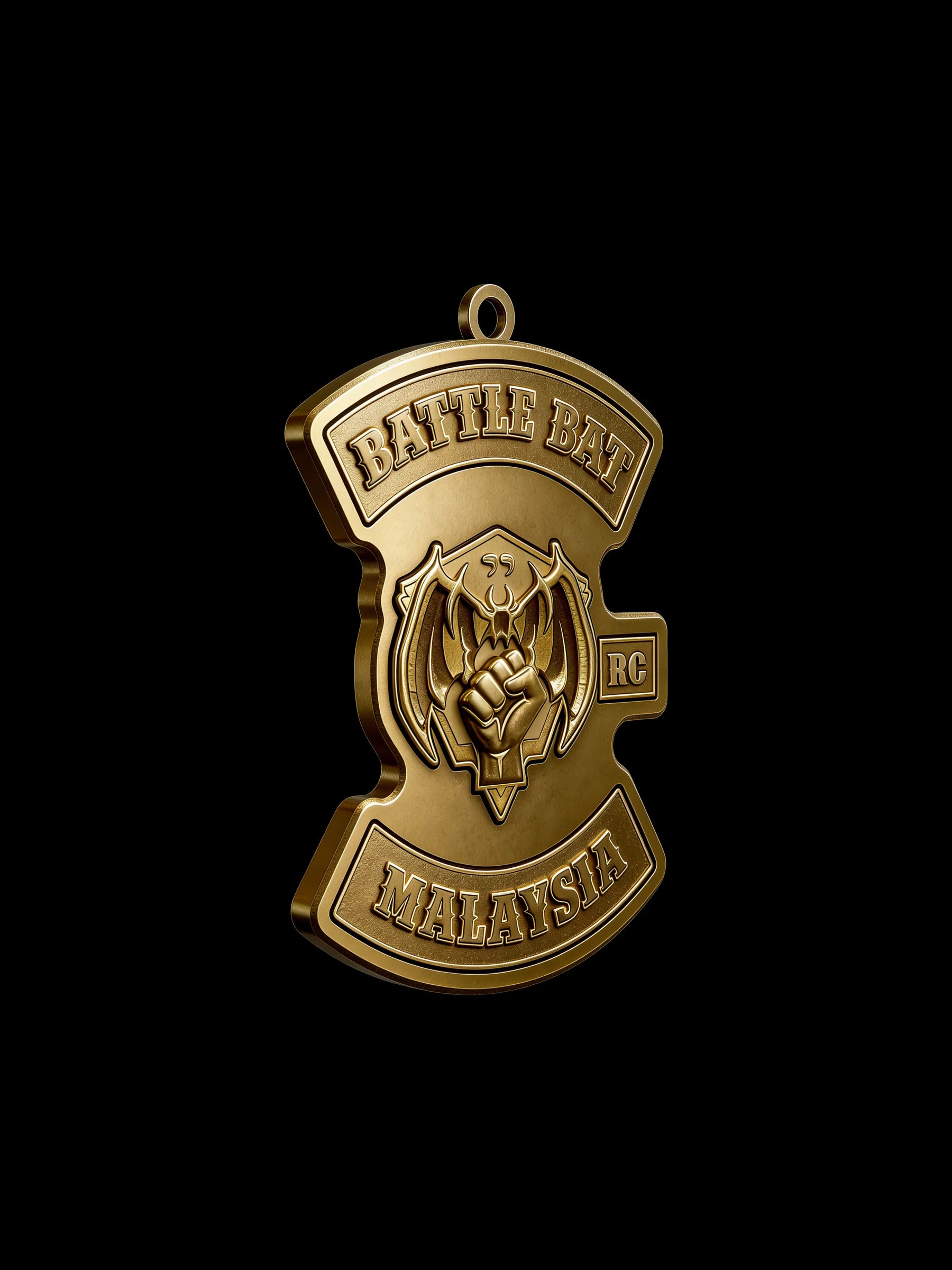 Custom battle helmet motorcycle club pendant craftsmanship reference, right angle