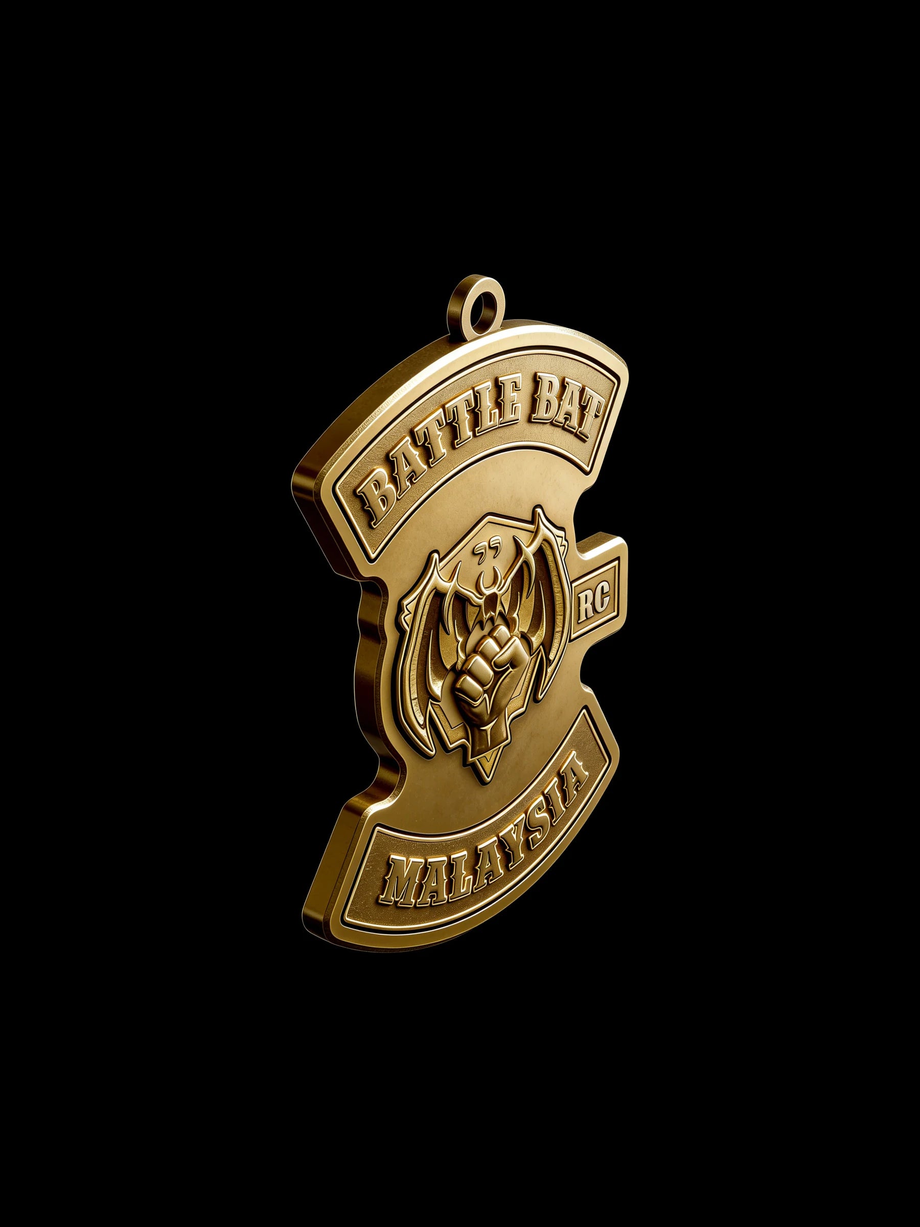 Custom battle helmet motorcycle club pendant craftsmanship reference, side profile