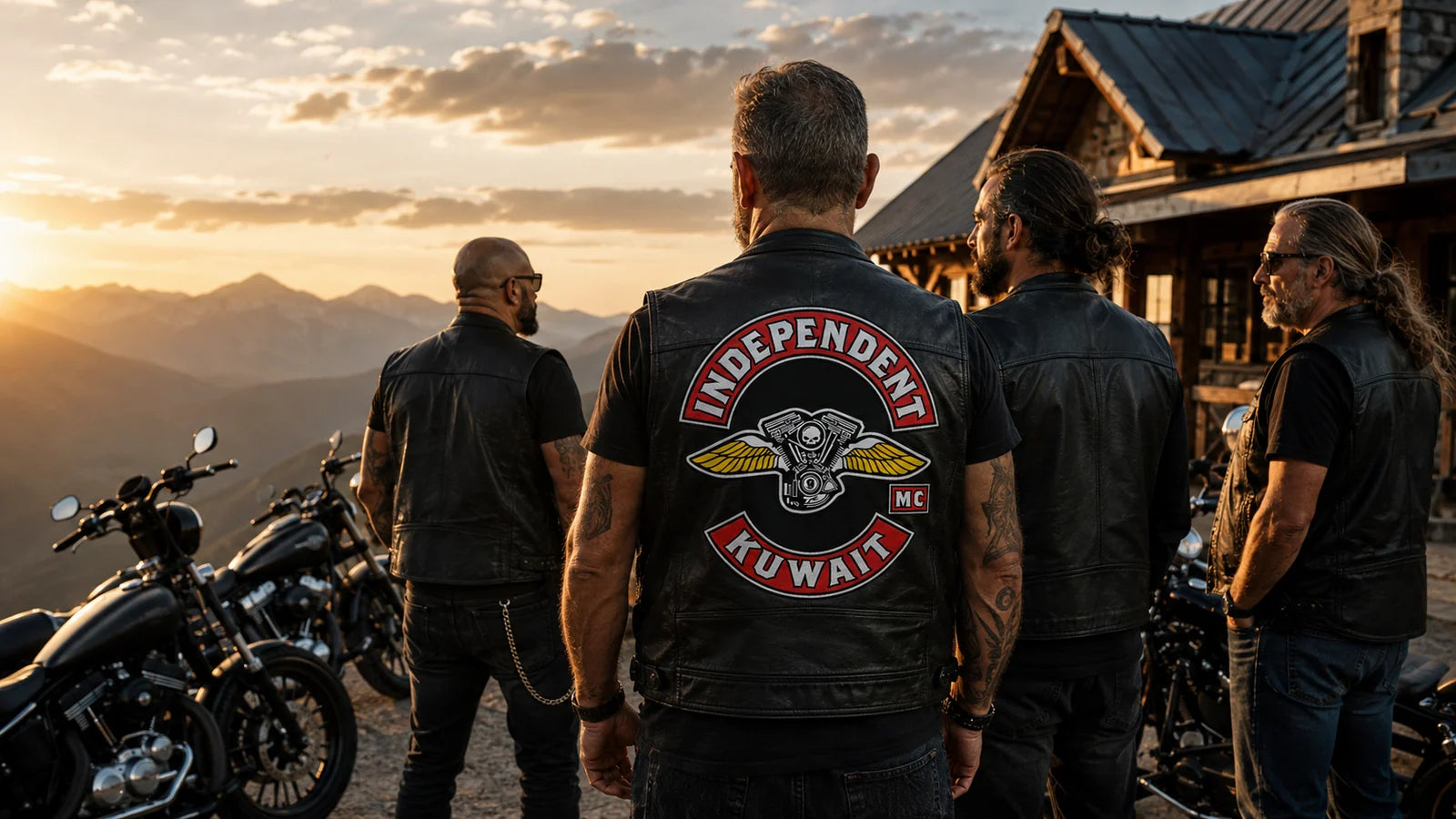 Custom biker back patches for motorcycle club leather vests.