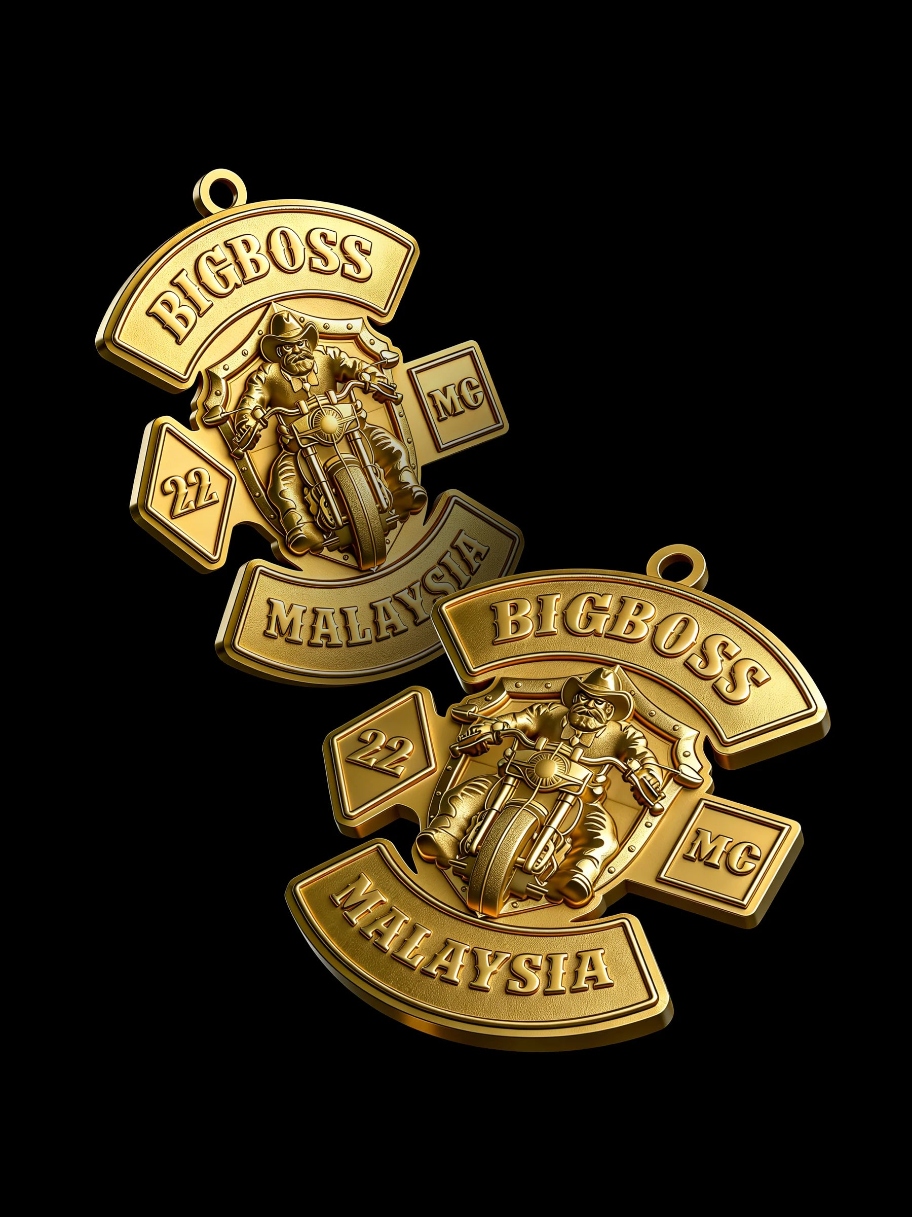Custom boss helmet motorcycle club pendant craftsmanship reference, with chain