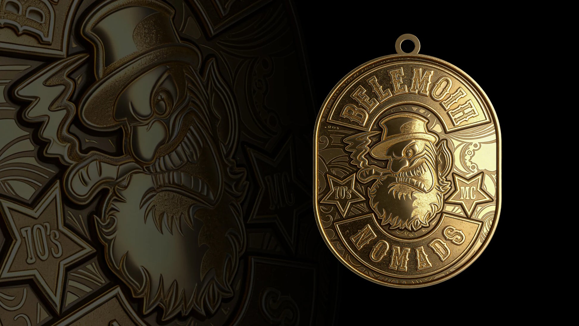 Custom buffalo skull motorcycle club pendant craftsmanship reference, gallery layout