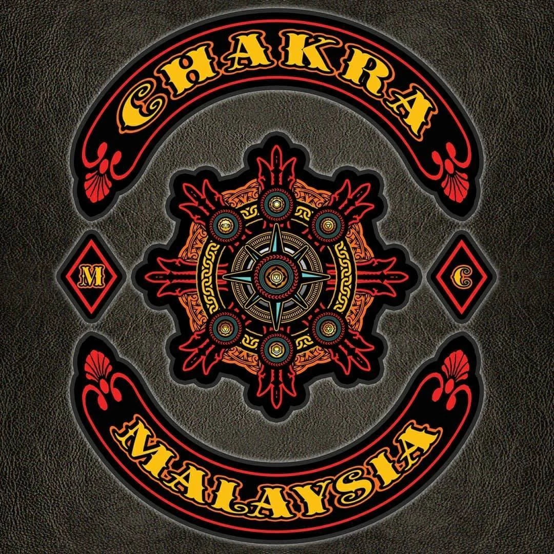 Chakra Wheel motorcycle club logo supplied as a display-only design reference
