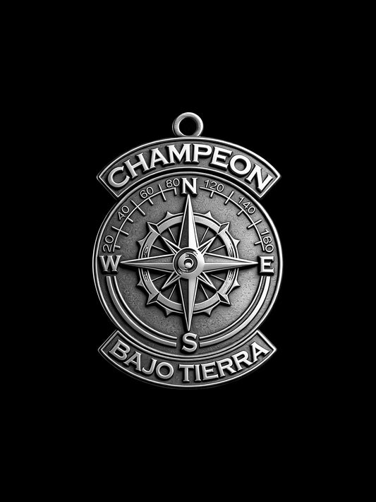 Custom compass wheel motorcycle club pendant craftsmanship reference, front view