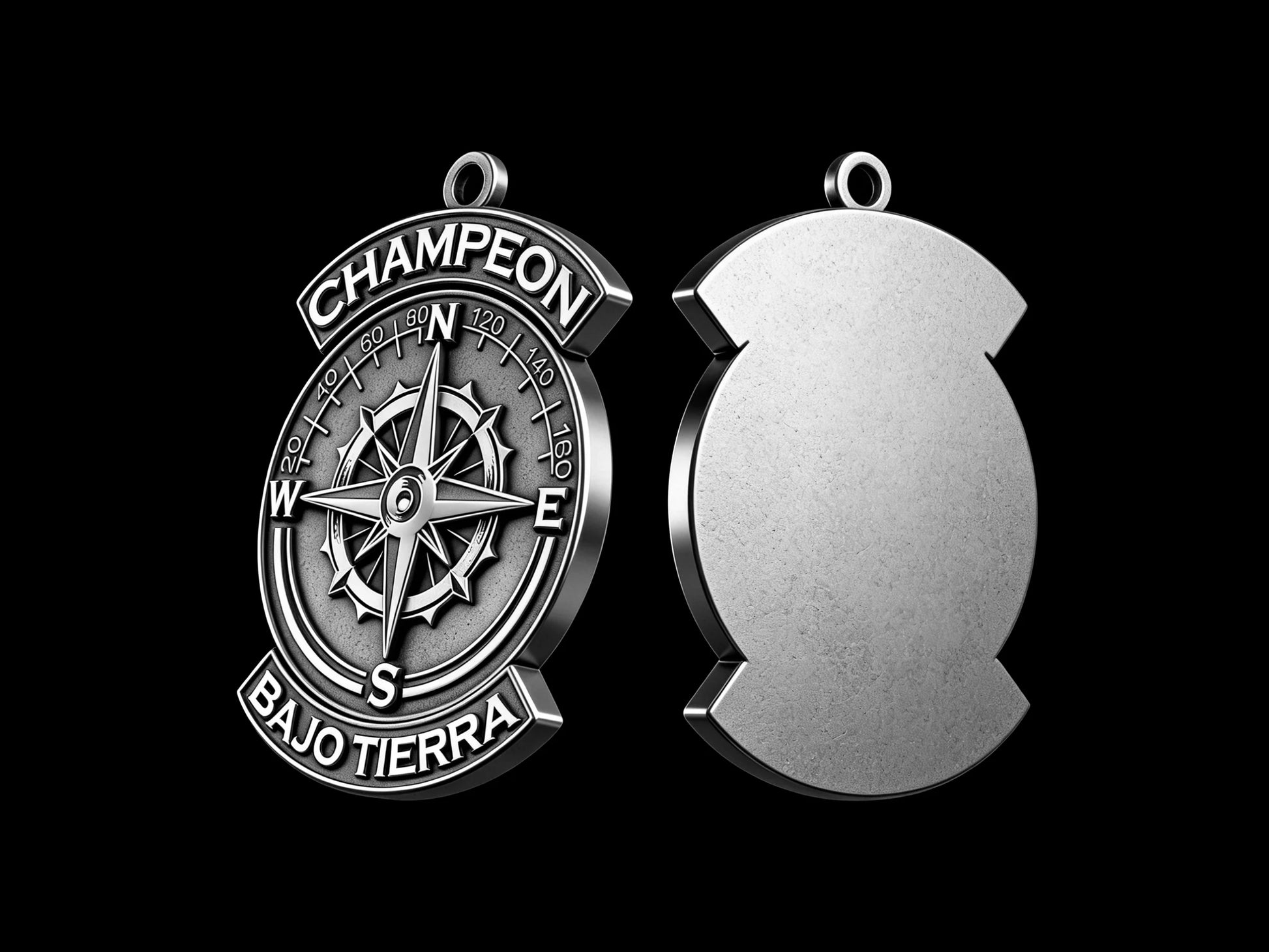 Custom compass wheel motorcycle club pendant craftsmanship reference, paired display