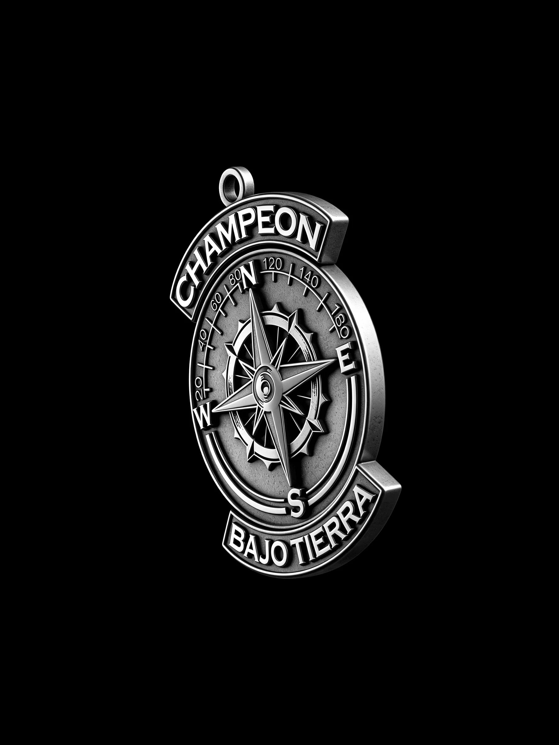 Custom compass wheel motorcycle club pendant craftsmanship reference, side profile