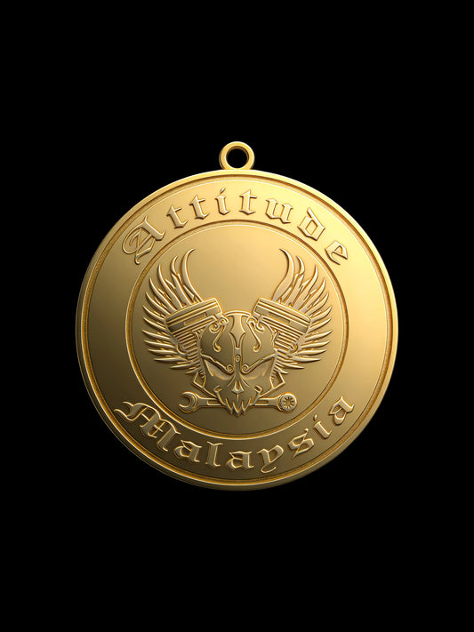 Custom eagle coin motorcycle club pendant craftsmanship reference, front view