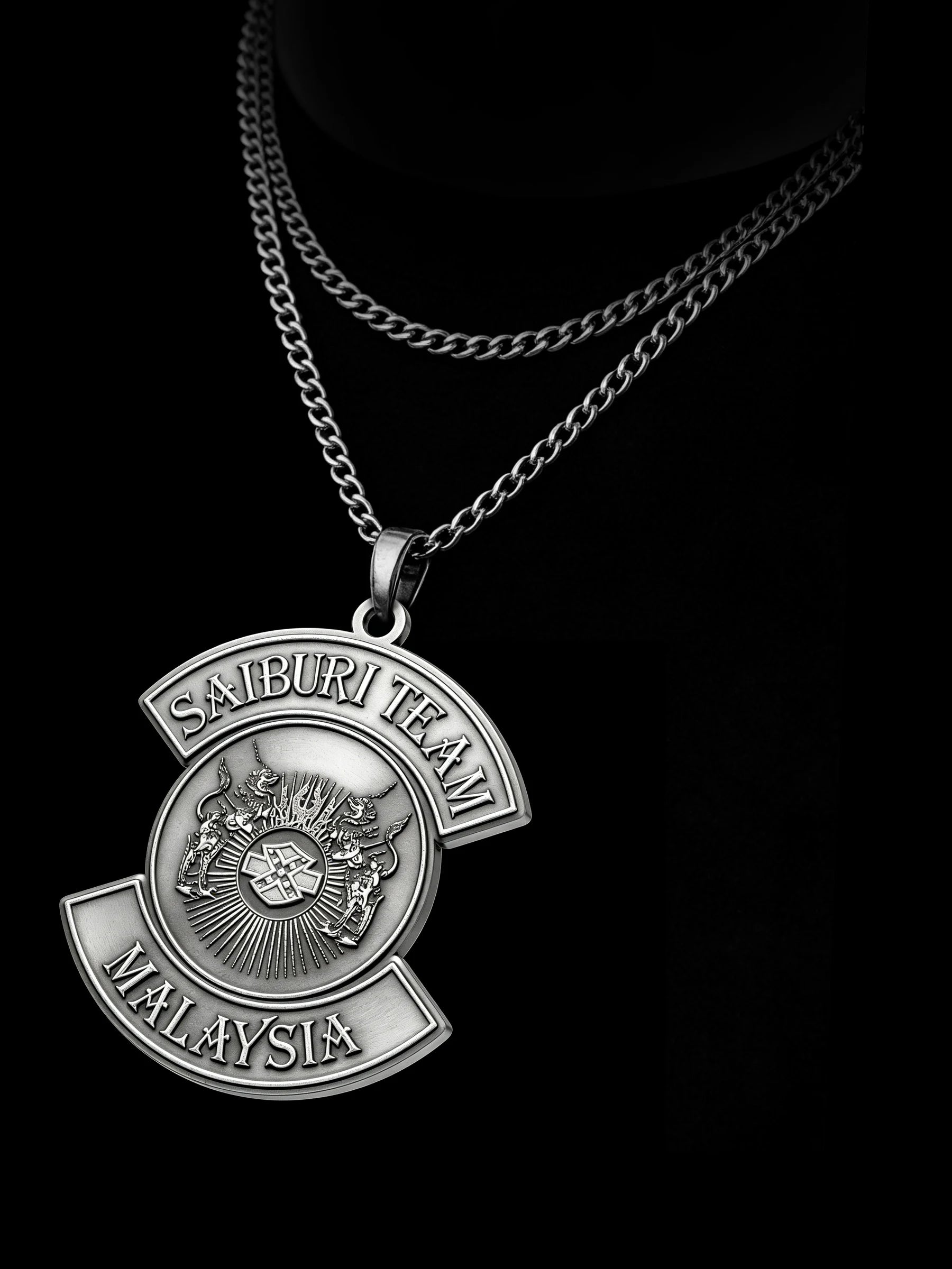 Custom eagle crest motorcycle club pendant craftsmanship reference, raised relief detail