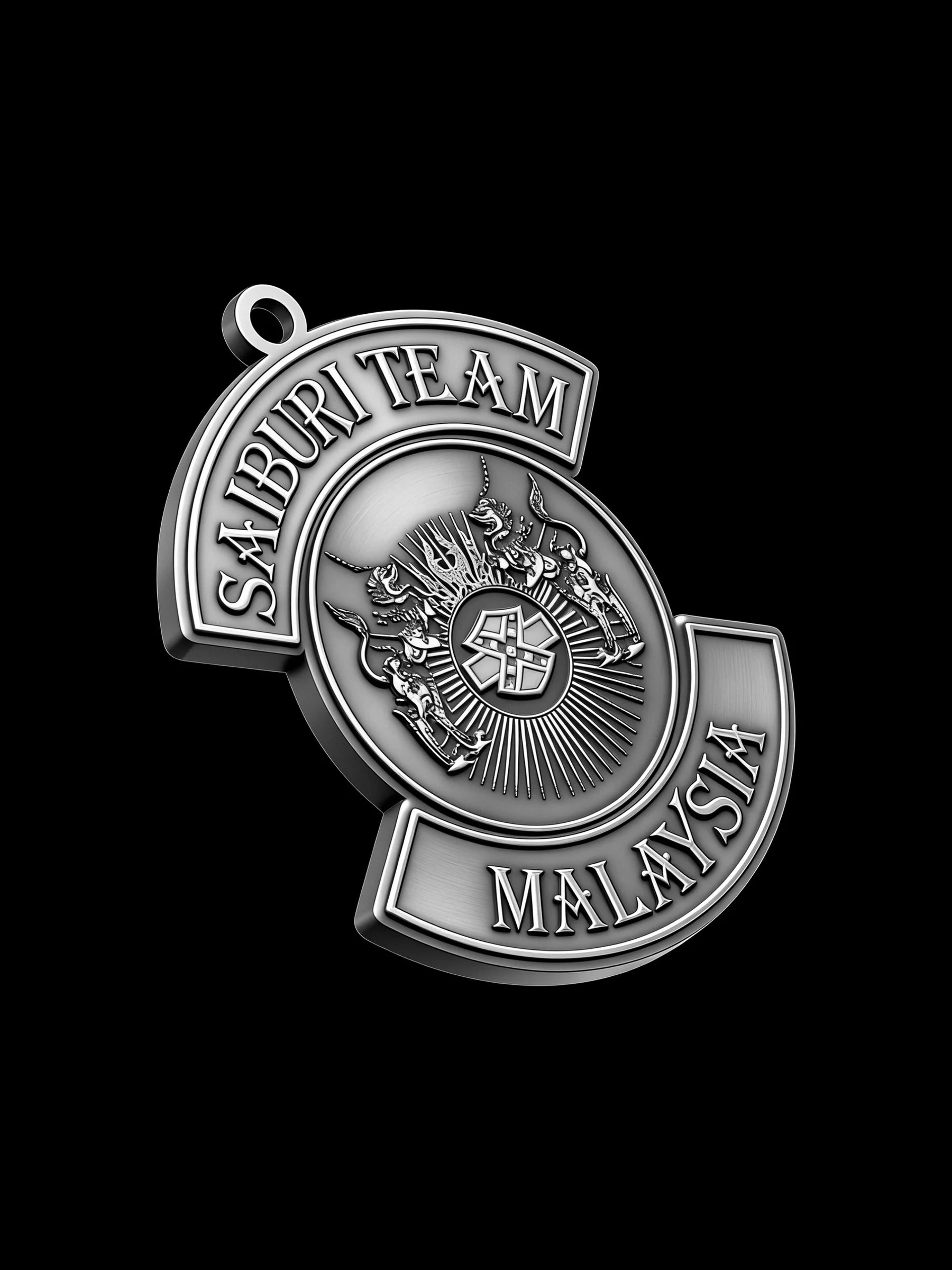Custom eagle crest motorcycle club pendant craftsmanship reference, side profile