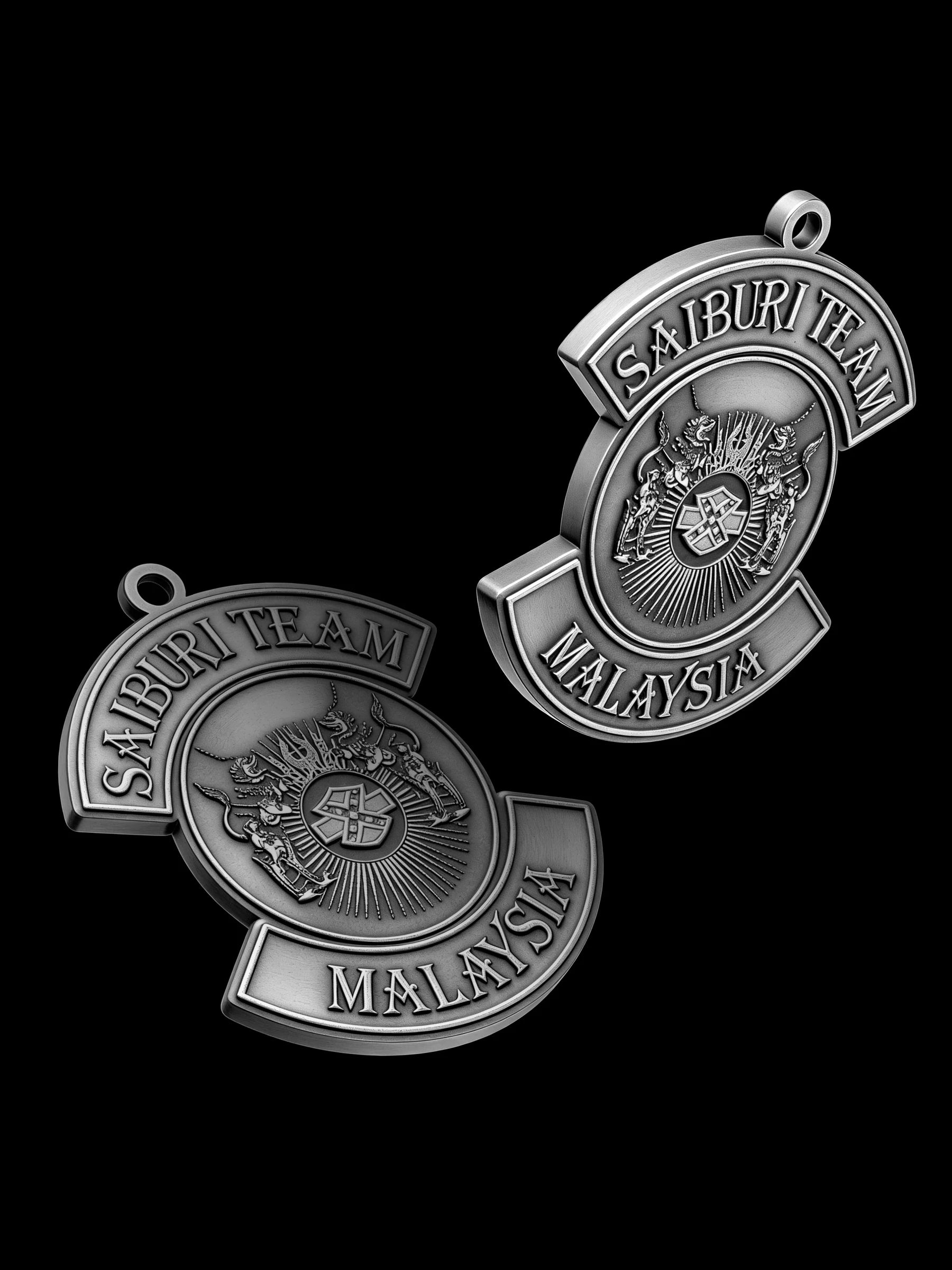 Custom eagle crest motorcycle club pendant craftsmanship reference, with chain