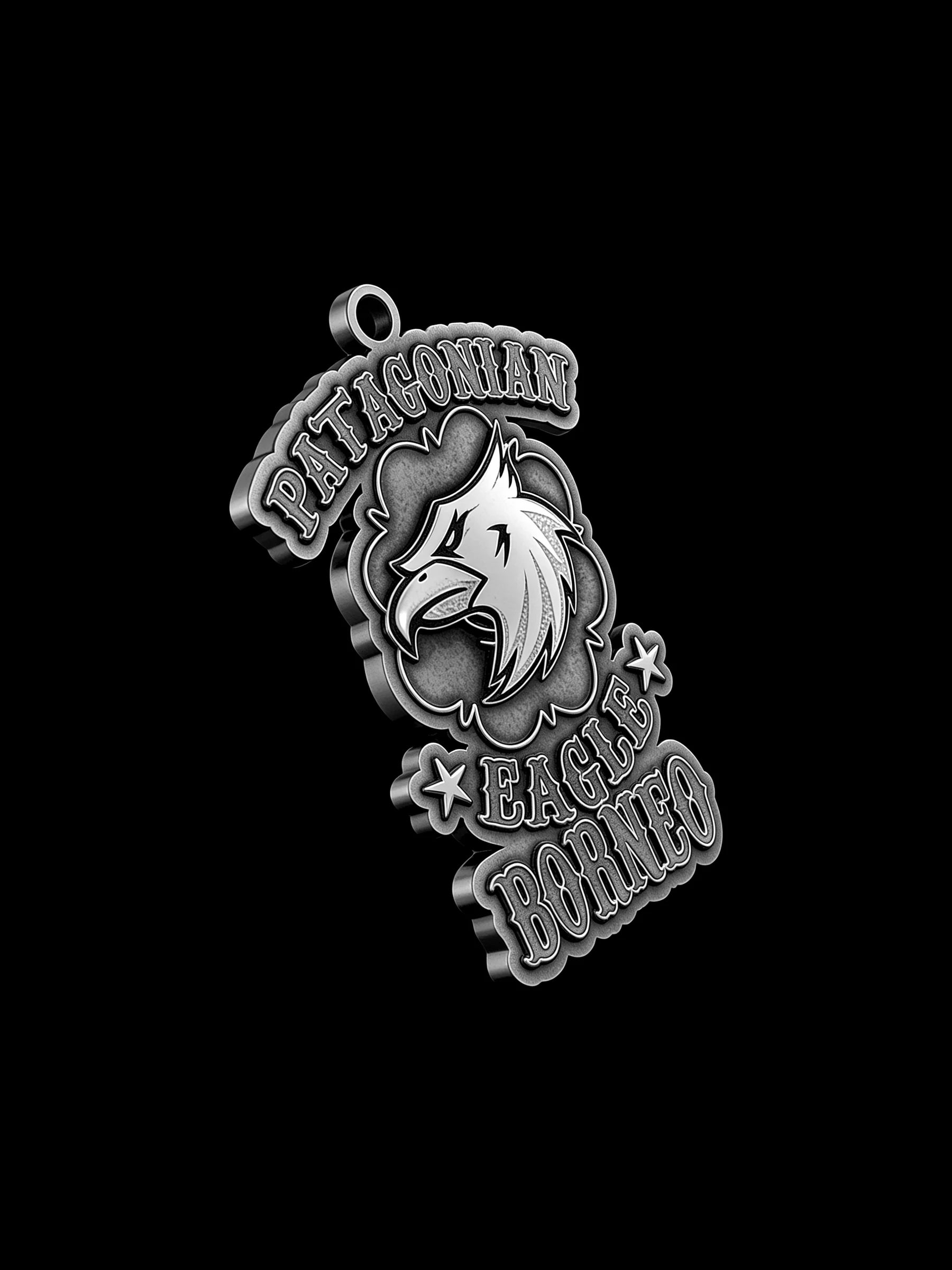 Custom eagle head motorcycle club pendant craftsmanship reference, side profile