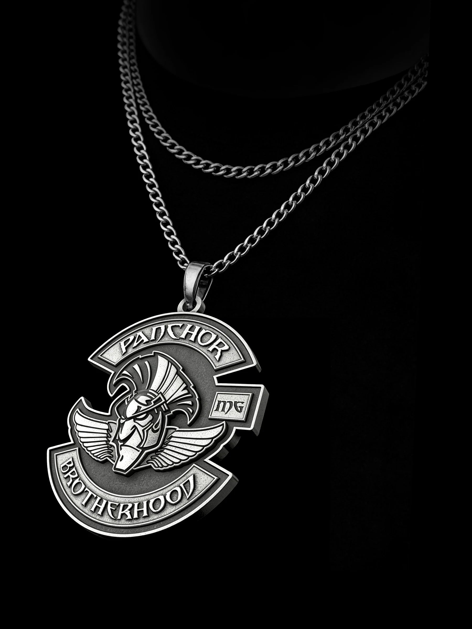 Custom horned bull motorcycle club pendant craftsmanship reference, raised relief detail