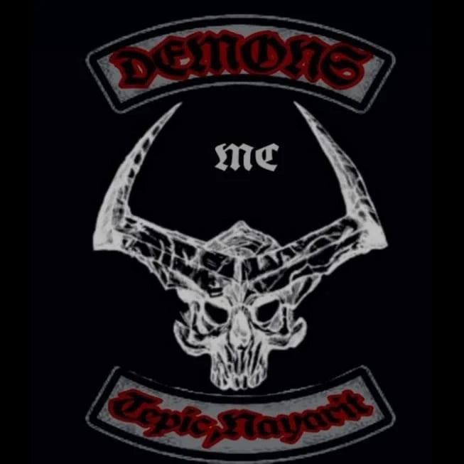 Horned Skull motorcycle club logo supplied as a display-only design reference