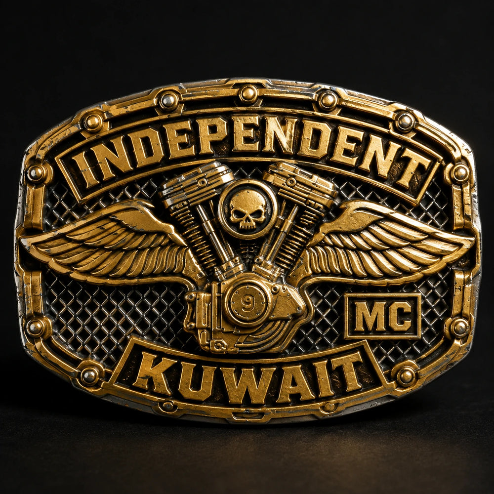 18K Gold Plated custom motorcycle club belt buckle