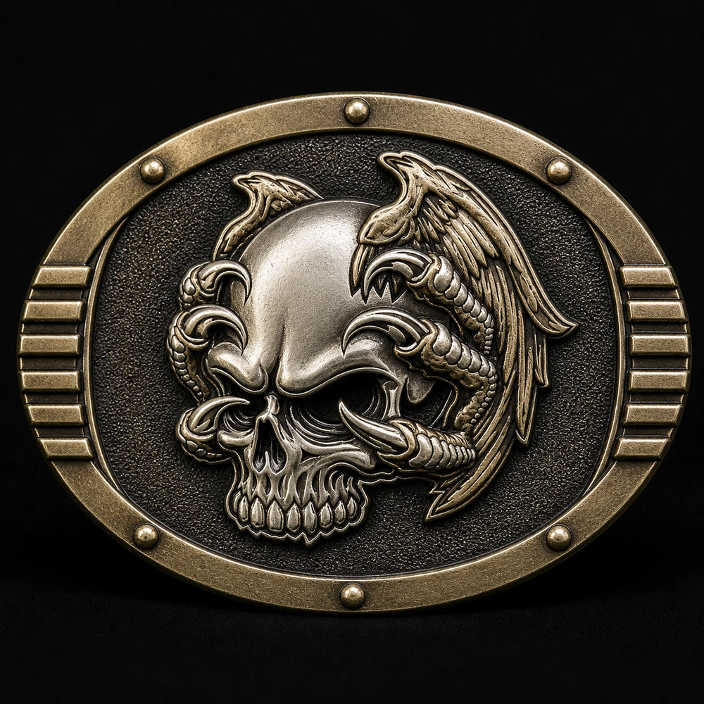 2D Raised Relief custom motorcycle club belt buckle