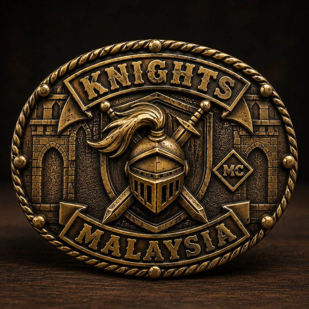 Antique Brass custom motorcycle club belt buckle