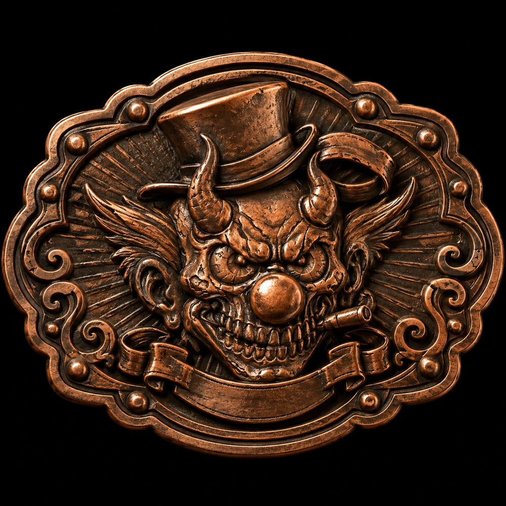 Antique Copper custom motorcycle club belt buckle