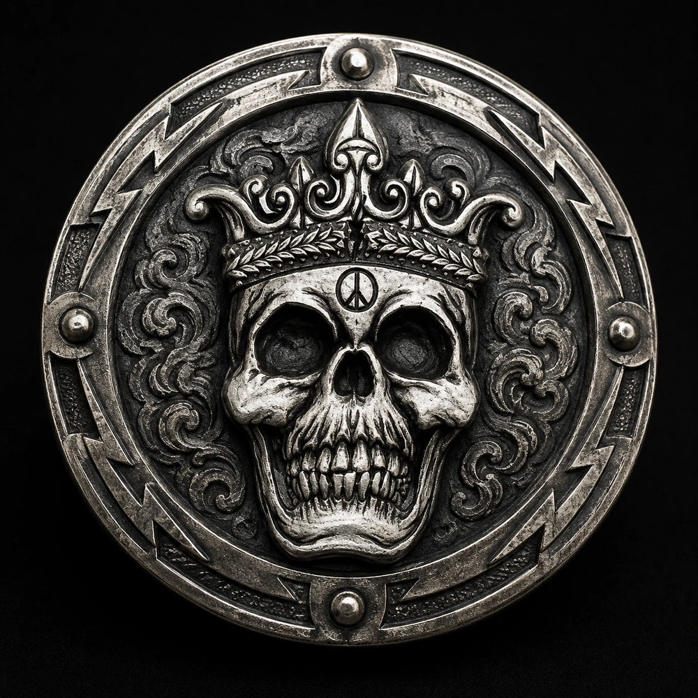 Antique Silver custom motorcycle club belt buckle