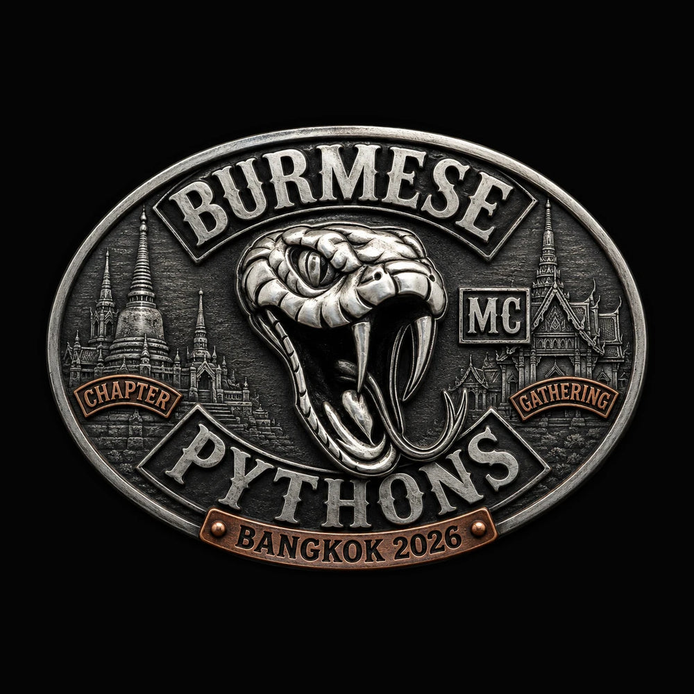 Burmese Pythons motorcycle club chapter gathering commemorative belt buckle