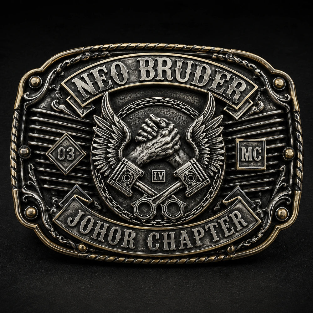 NEO BRUDER motorcycle club chapter personalized belt buckle