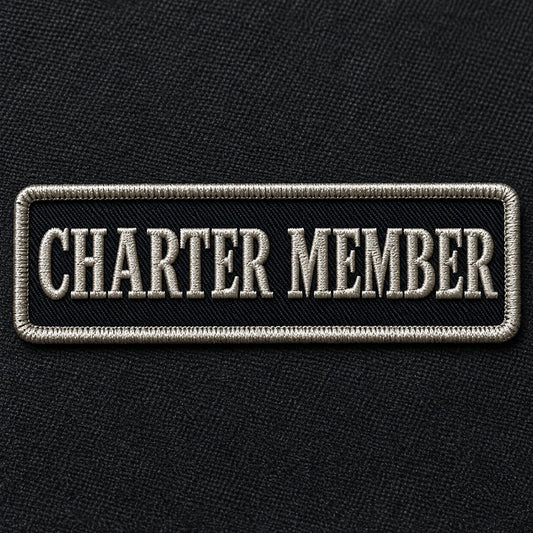Charter Member status shown as a custom motorcycle club membership patch product.