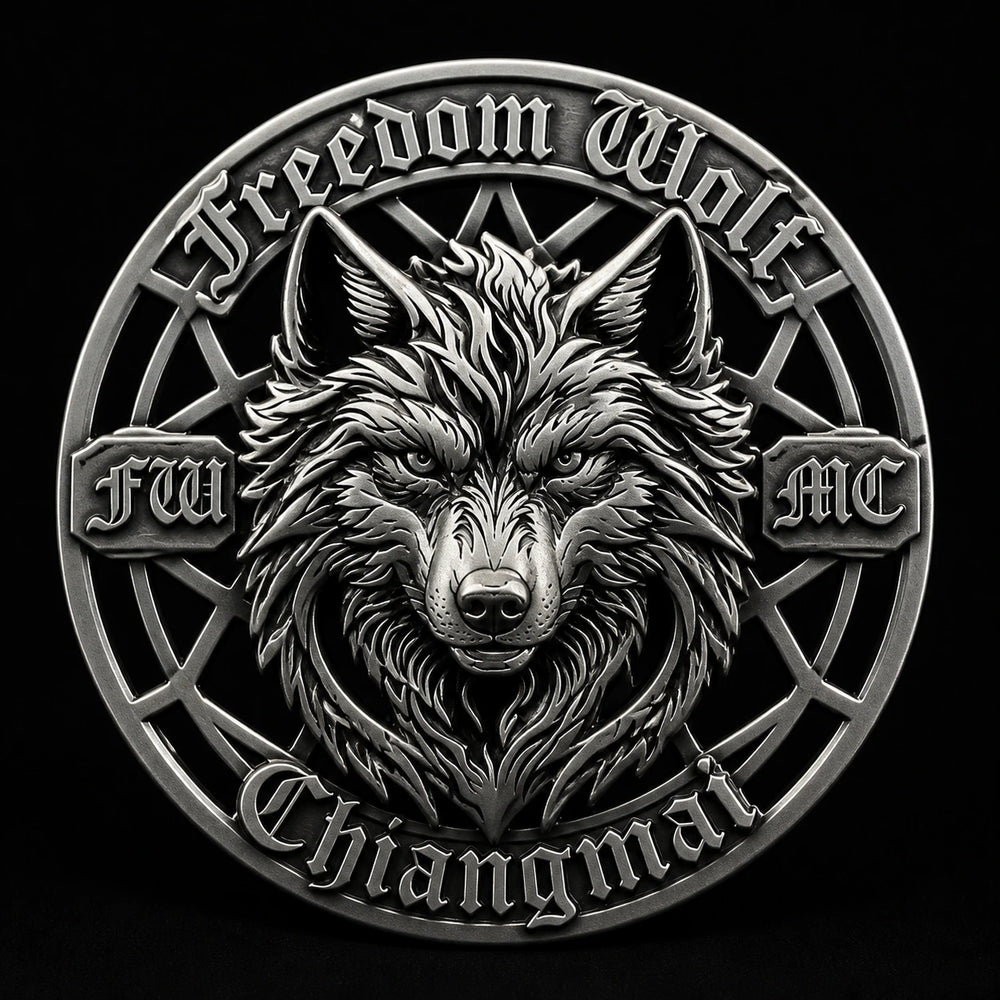 Cut-Out Details custom motorcycle club belt buckle
