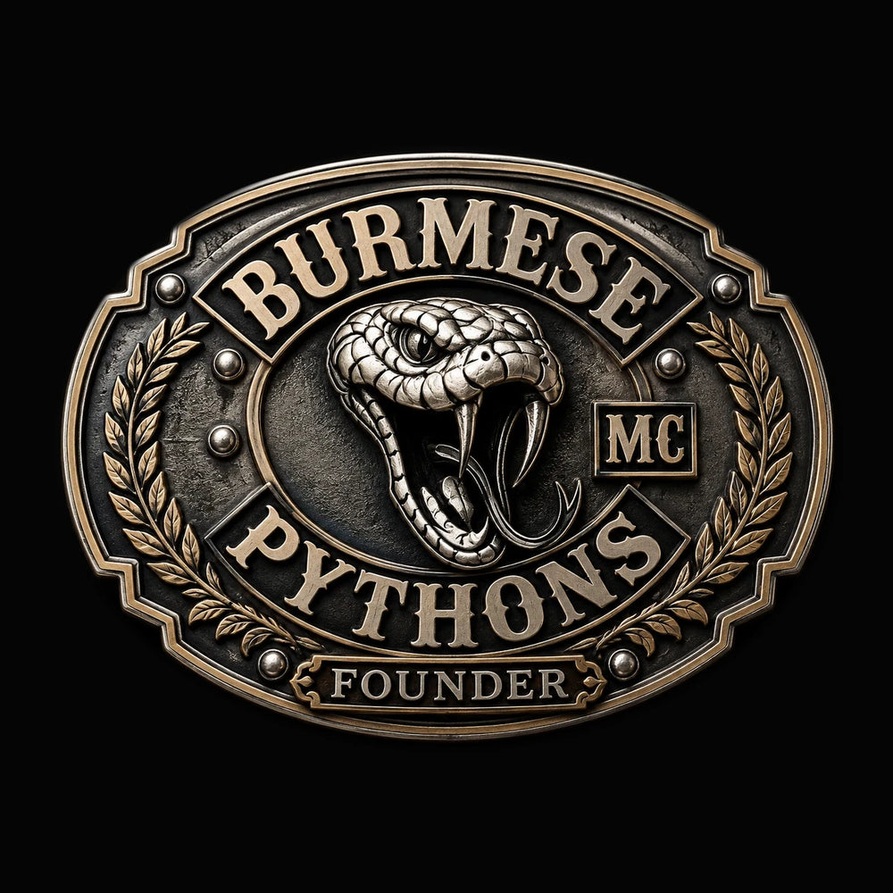 Burmese Pythons motorcycle club founder & officer recognition commemorative belt buckle