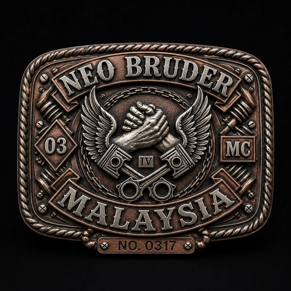 NEO BRUDER motorcycle club member number personalized belt buckle