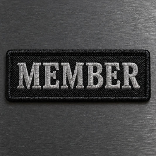 Member membership status shown as a custom motorcycle club membership patch product.