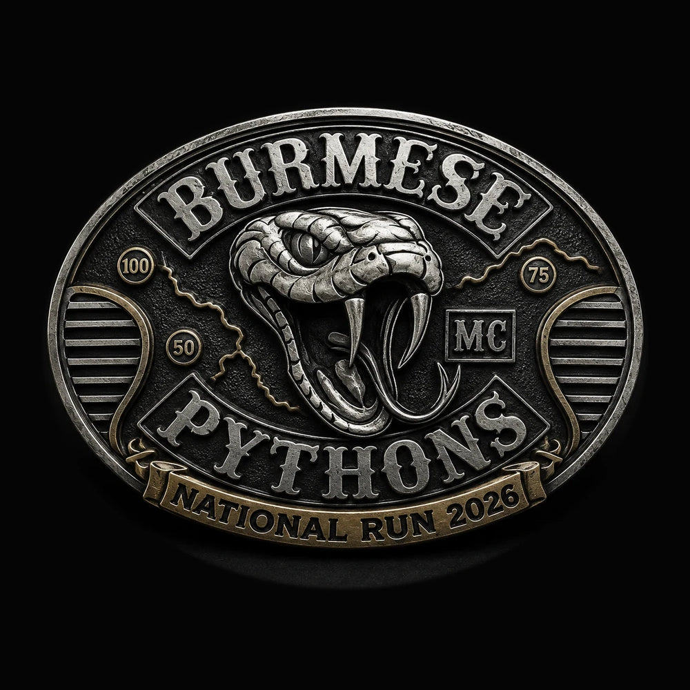Burmese Pythons motorcycle club national & regional run commemorative belt buckle