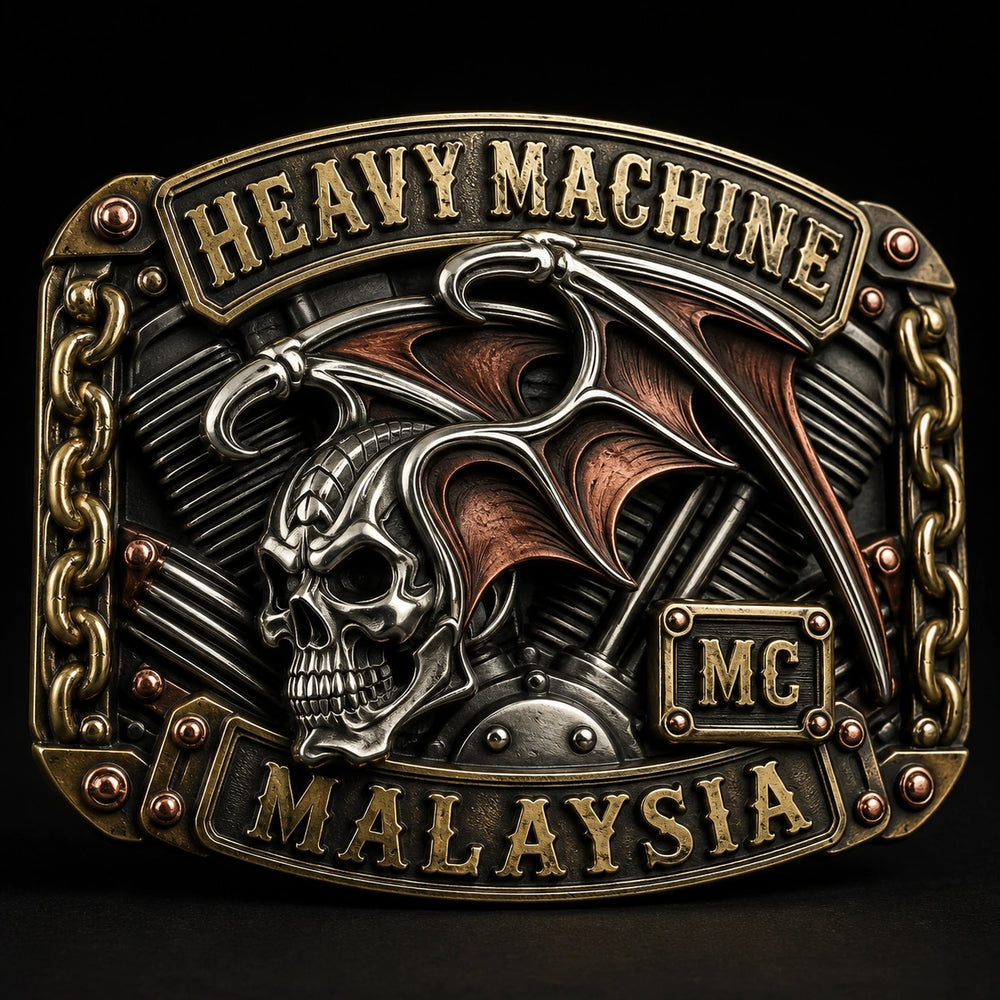 Natural Mixed-Metal Finish custom motorcycle club belt buckle