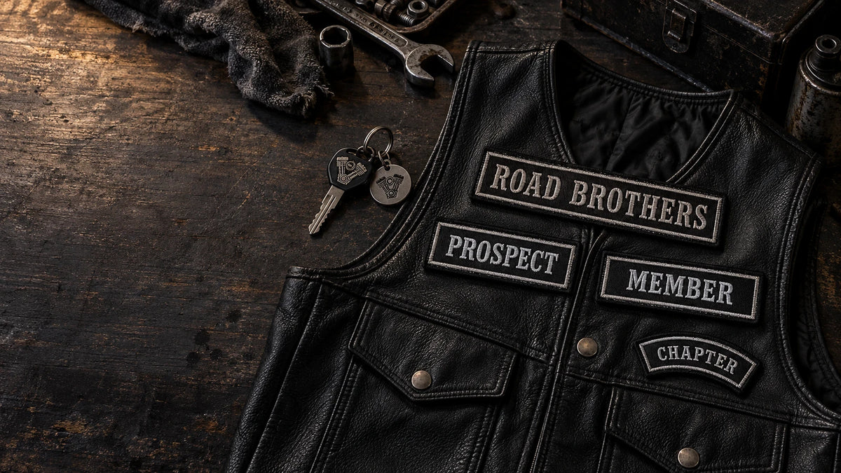 Coordinated Prospect and Member patch system shown as a custom motorcycle club membership patch product.