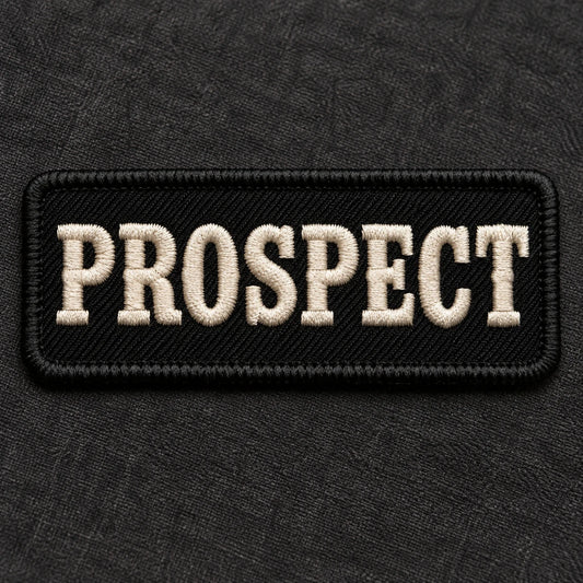 Prospect membership status shown as a custom motorcycle club membership patch product.