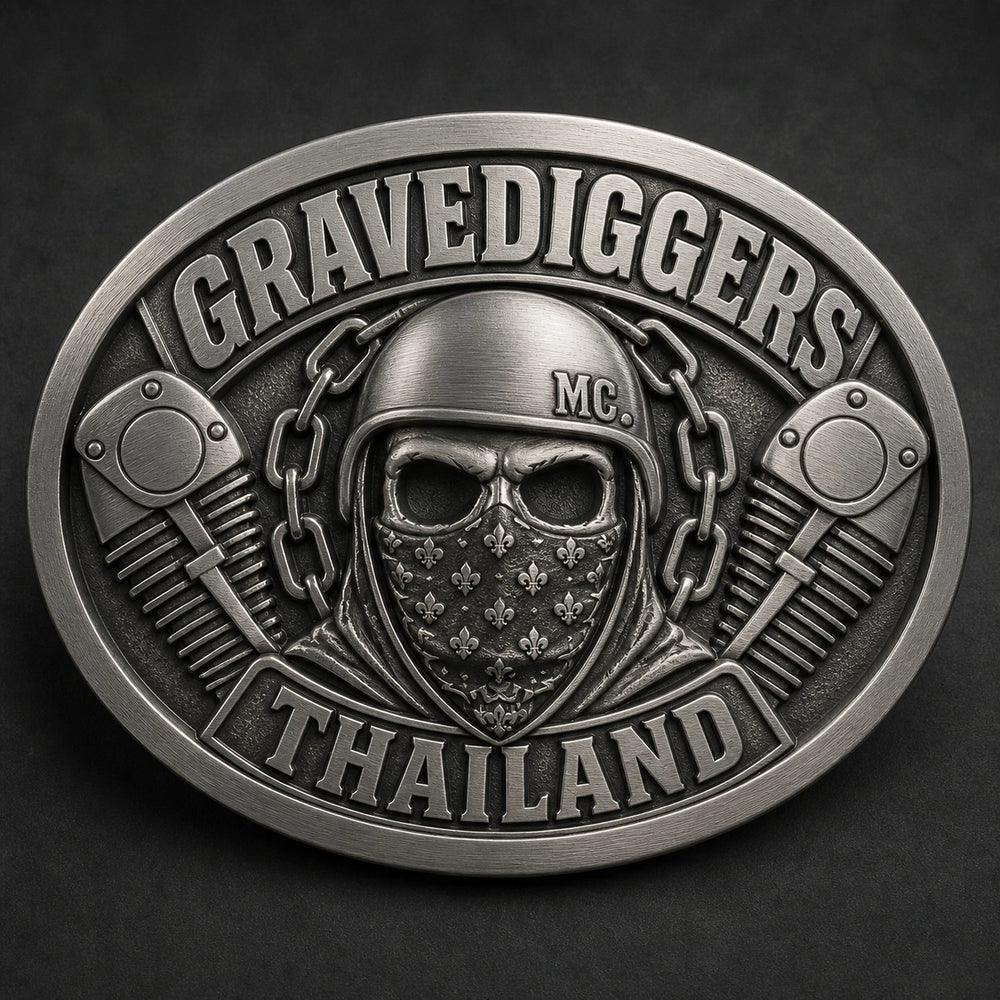 Satin Finish custom motorcycle club belt buckle