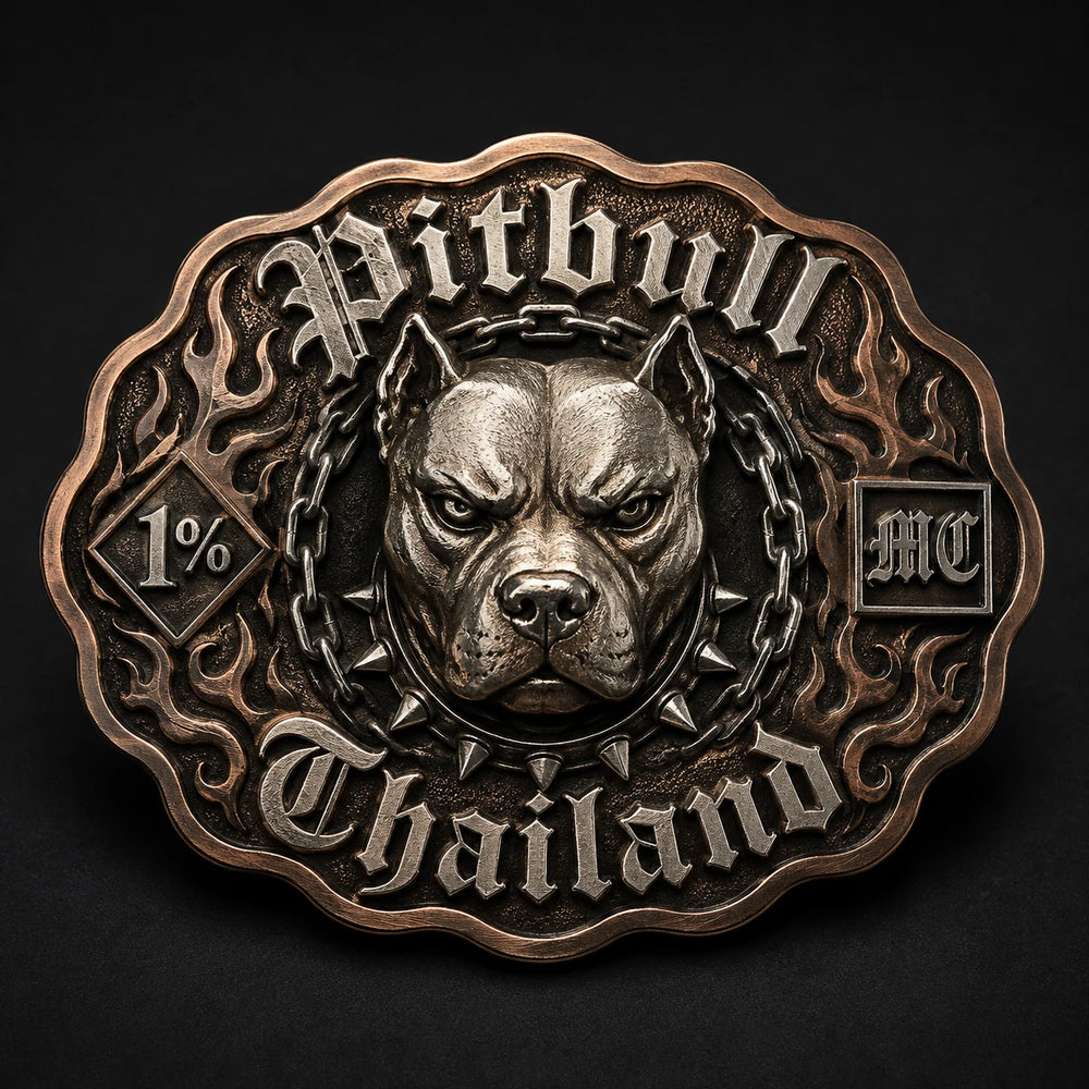 Scalloped Oval Buckle custom motorcycle club belt buckle