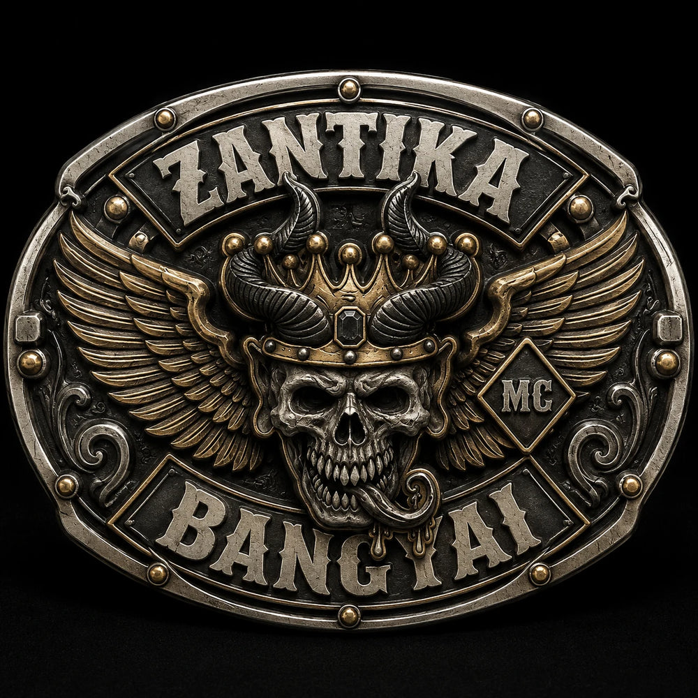 Shield-Inspired Buckle custom motorcycle club belt buckle