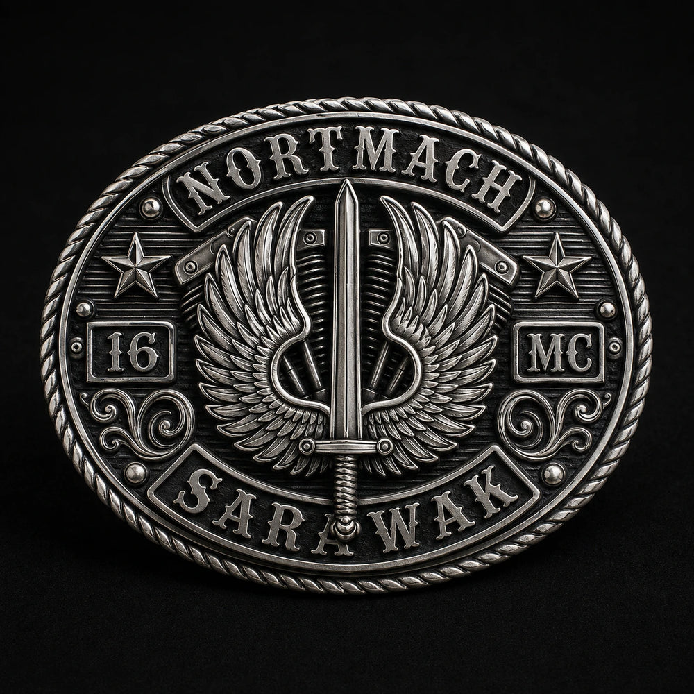 925 Sterling Silver custom motorcycle club belt buckle