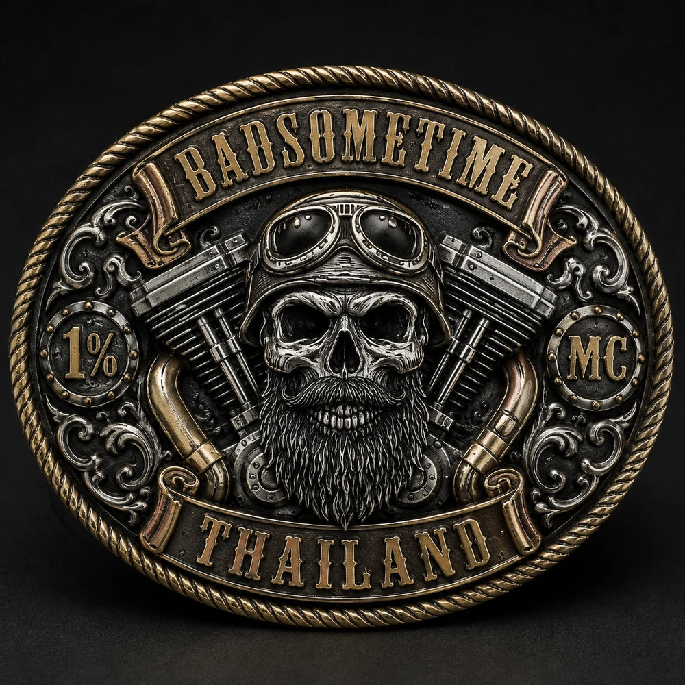 Western Oval Buckle custom motorcycle club belt buckle
