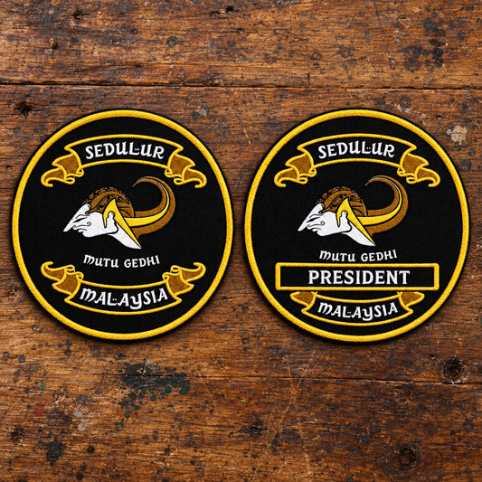Custom officer patch sized to match an existing motorcycle club name bar.
