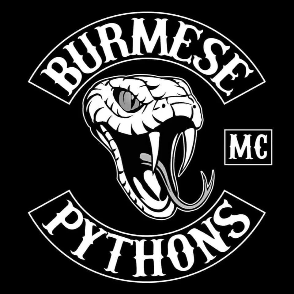 Open-Mouth Python motorcycle club logo supplied as a display-only design reference