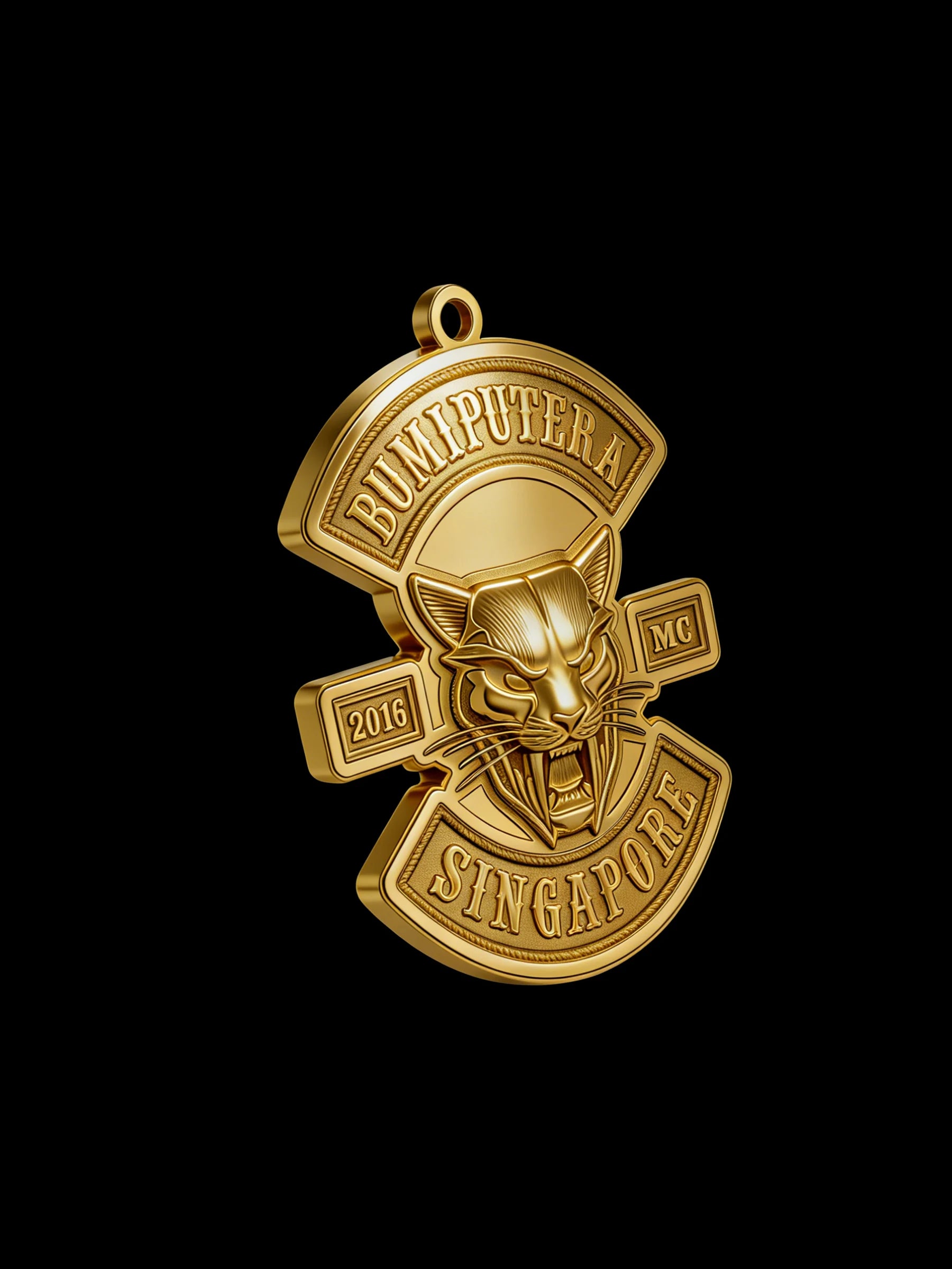 Custom piston skull motorcycle club pendant craftsmanship reference, right angle