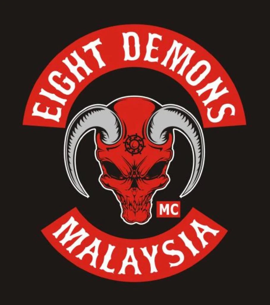 Red Demon motorcycle club logo supplied as a display-only design reference