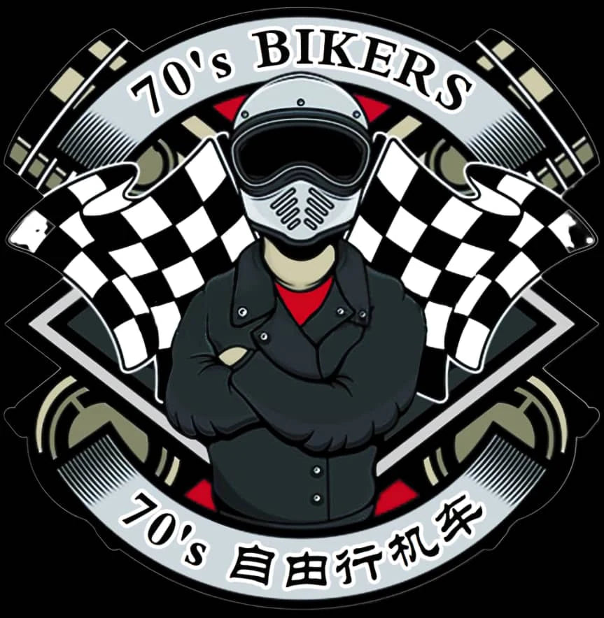 Retro Racer motorcycle club logo supplied as a display-only design reference