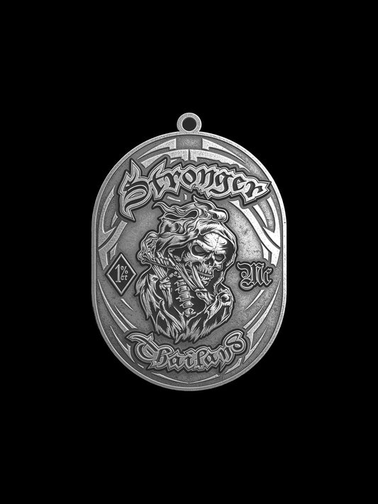 Custom snarling panther motorcycle club pendant craftsmanship reference, front view