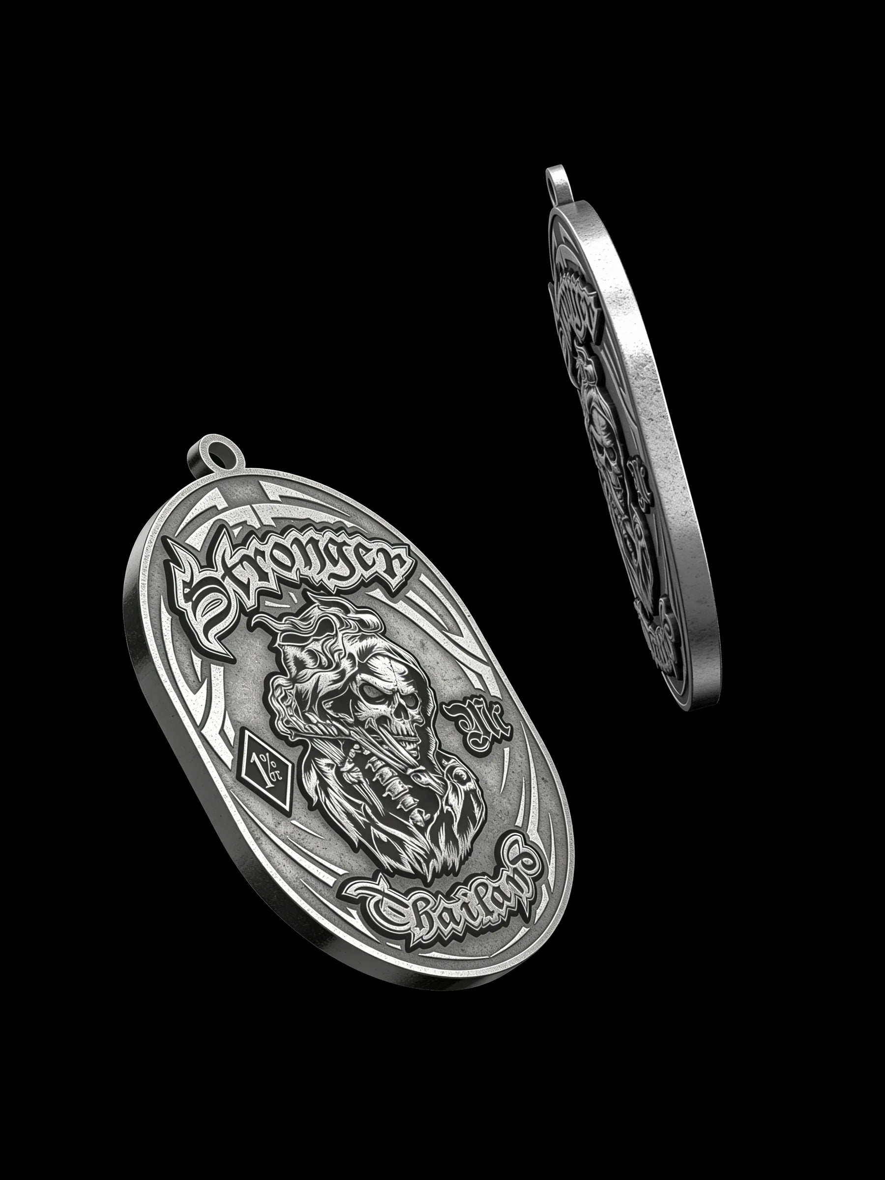 Custom snarling panther motorcycle club pendant craftsmanship reference, with chain