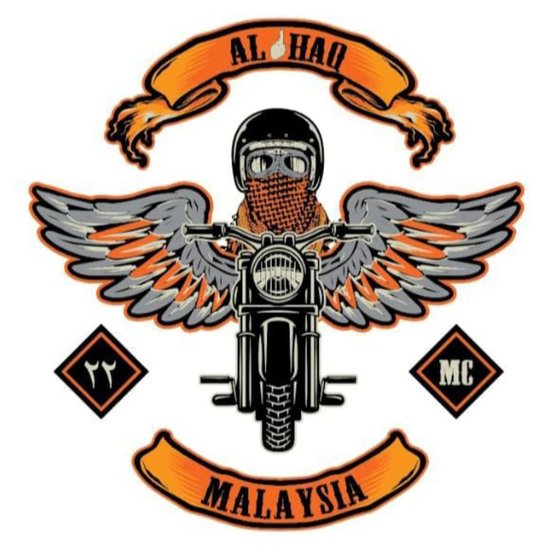 Winged Motorcyclist motorcycle club logo supplied as a display-only design reference