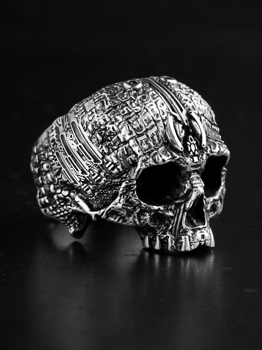 Cyber Skull 925 Sterling Silver Biker Ring product view 1