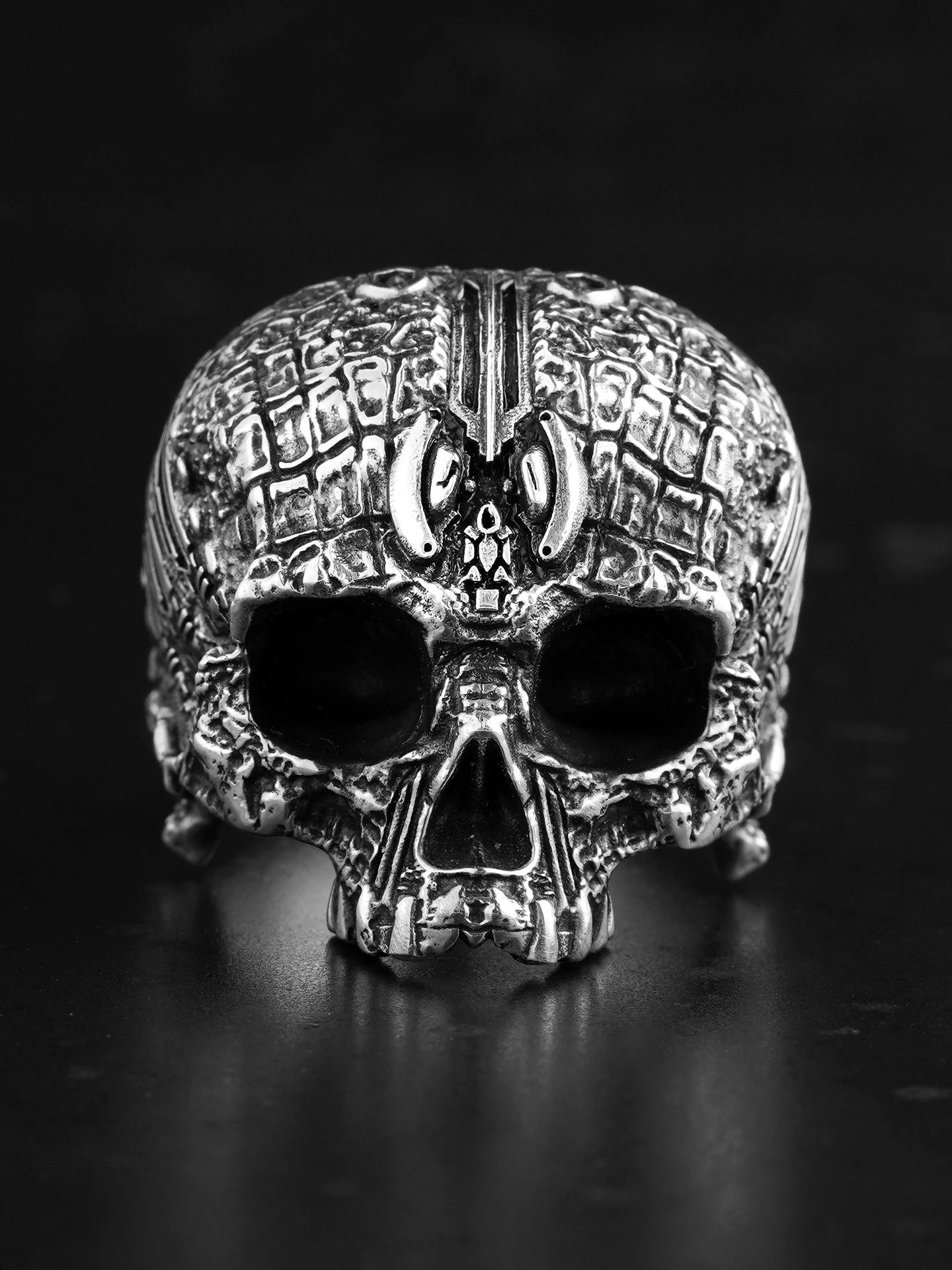 Cyber Skull 925 Sterling Silver Biker Ring product view 2