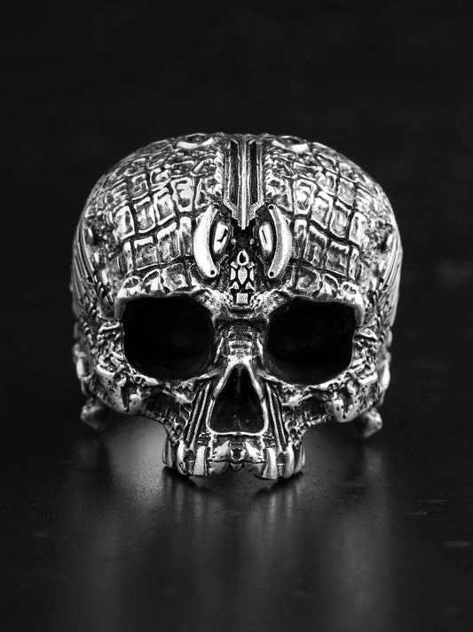 Cyber Skull 925 Sterling Silver Biker Ring product view 2