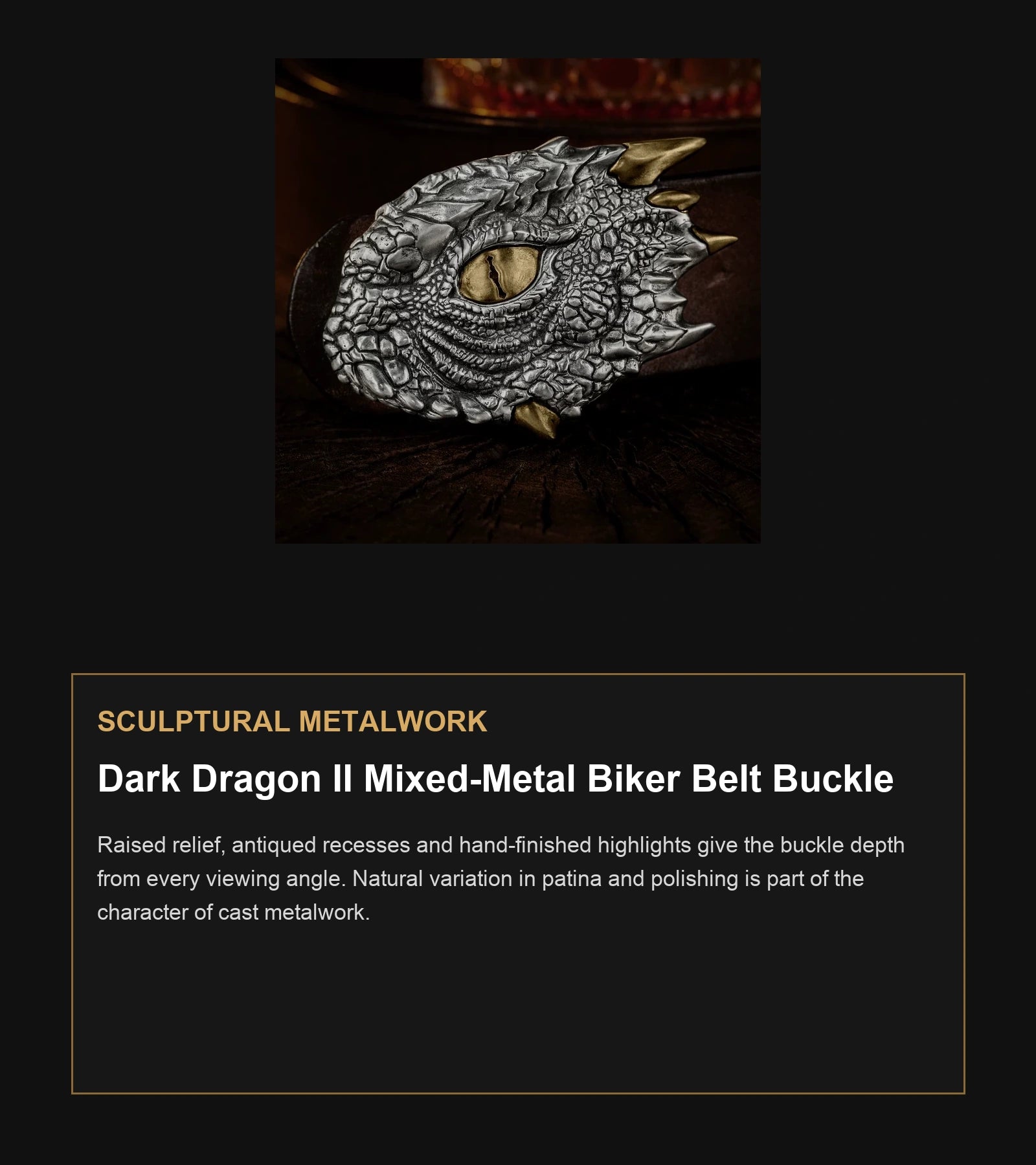 Dark Dragon II Mixed-Metal Biker Belt Buckle craftsmanship guide in English