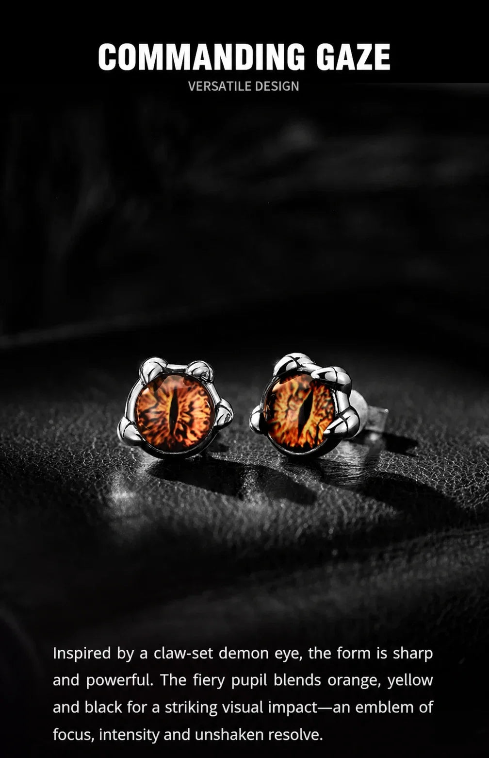 Demon eye stud earrings commanding gaze design